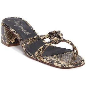 Free People Petra Embossed Block Heel Sandal in Snake Print Size 39 US 9, NWOT
